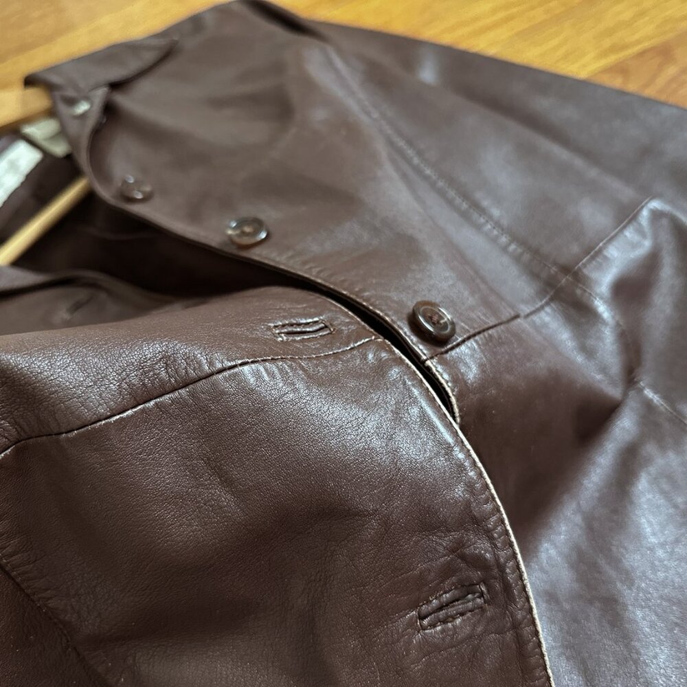 Liz Claiborne Brown Leather Jacket 3/4 Length